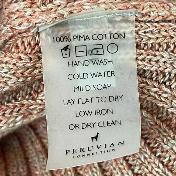 Peruvian Connection Women's Large Ribbed Pima Cotton Cardigan Sweater Orange L - Picture 4 of 5